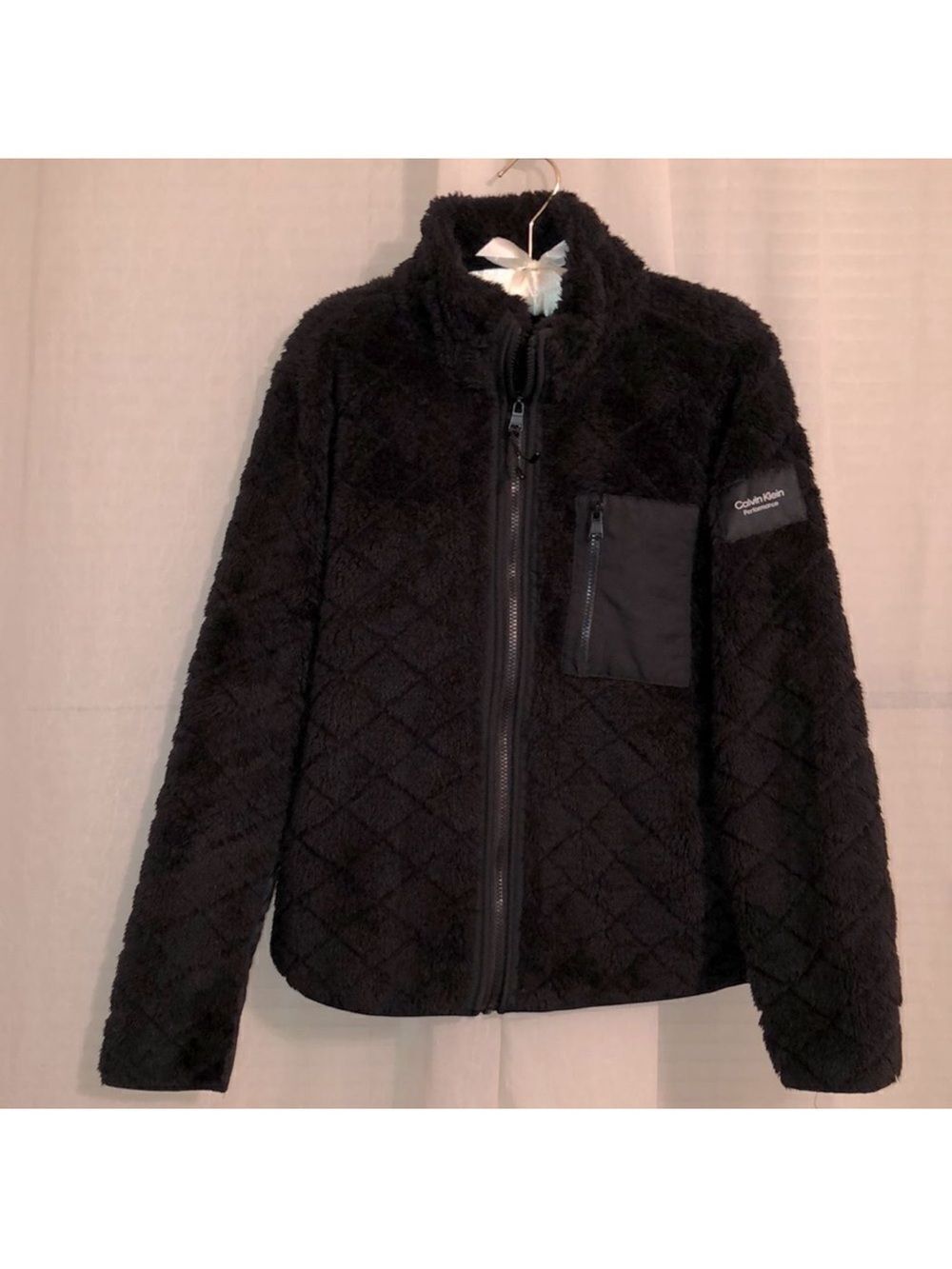 Calvin Klein XL Black Sherpa Teddy Fleece Lined Full Zip Performance Jacket